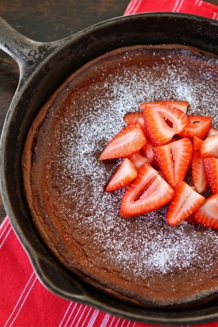 Chocolate German Pancakes with Berries and Cream