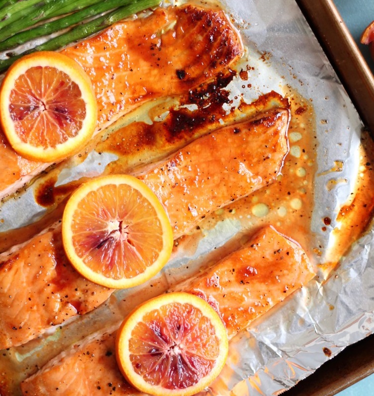 Blood Orange Honey Glazed Salmon