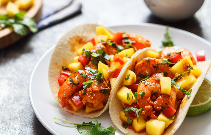 Blackened Shrimp Tacos with Mango Salsa