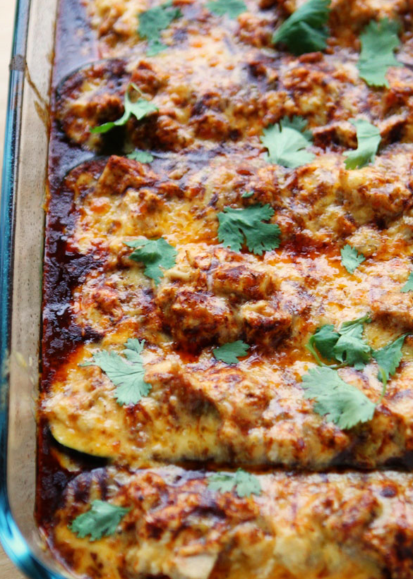 Chicken Enchilada-Stuffed Zucchini Boats