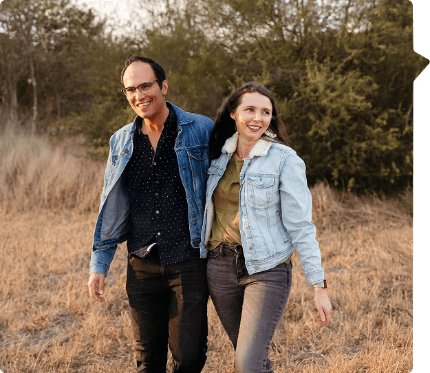 couple walking with smiling face